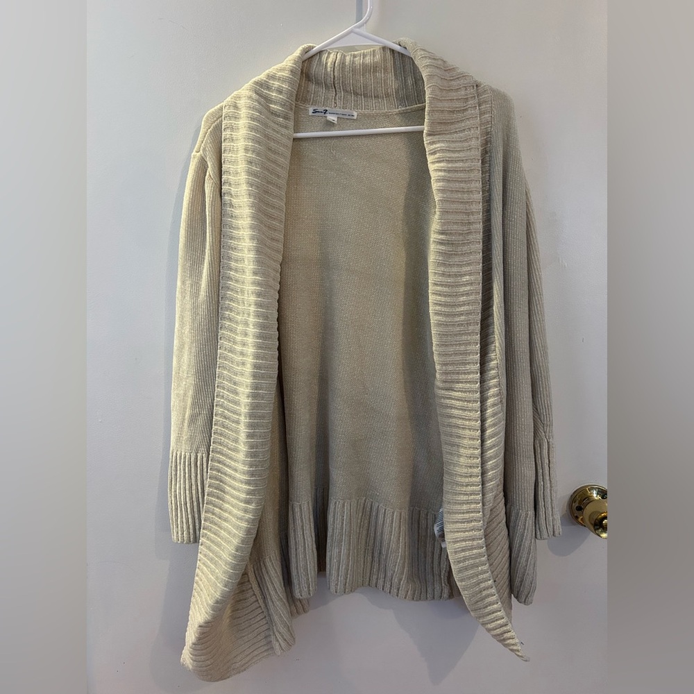 Seven7 Cream Ribbed Cardigan